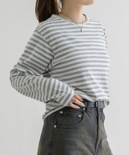 seesee yesgoodmarket ボーダーロングスリーブ tシャツ 「EPNK」Border long sleeve tee / ボーダーロング