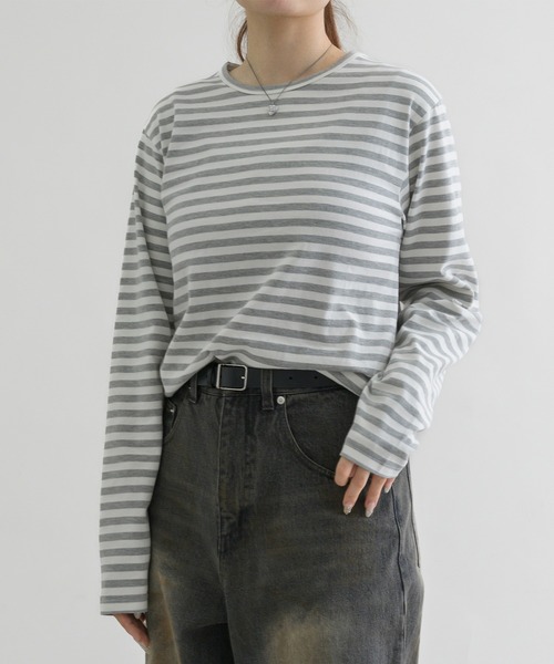 BORDERS ストライプバルーンスリーブTシャツ 36 BORDERS ストライプバルーンスリーブTシャツ 36 バルーン