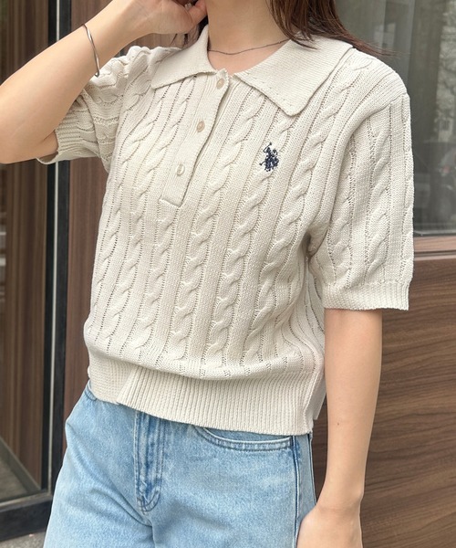 [U.S. POLO ASSN.] рубашка-поло с коротким рукавом M темно-синий женский 