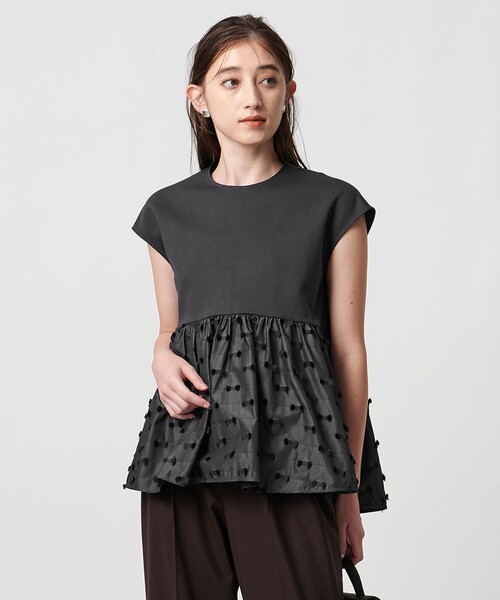 ユナイテッドアローズ　リボン　ブラウス　カットソー　シャツ UNITED ARROWS ブラウス シャツ リボン カットジャガード コンビ