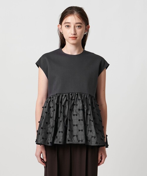 ユナイテッドアローズ　カットリボンジャガード　カットソー　ブラウス UNITED ARROWS LTD. OUTLET｜リボン カットジャガード ブラウス