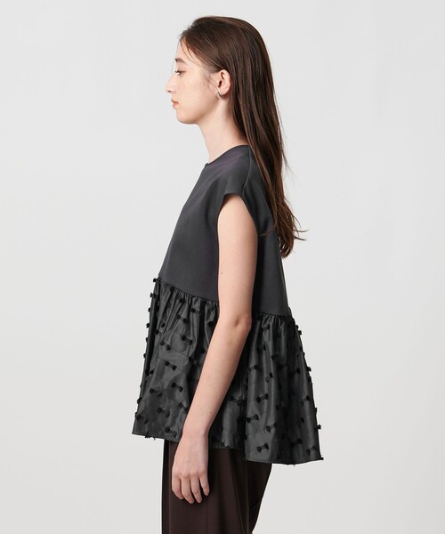 美品♡ユナイテッドアローズ　リボンカットジャガードコンビブラウス UNITED ARROWS リボン カットジャガード コンビ ブラウス