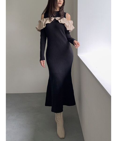 dazzlin（ダズリン） ワンピース ドッキングバルーンネックニット