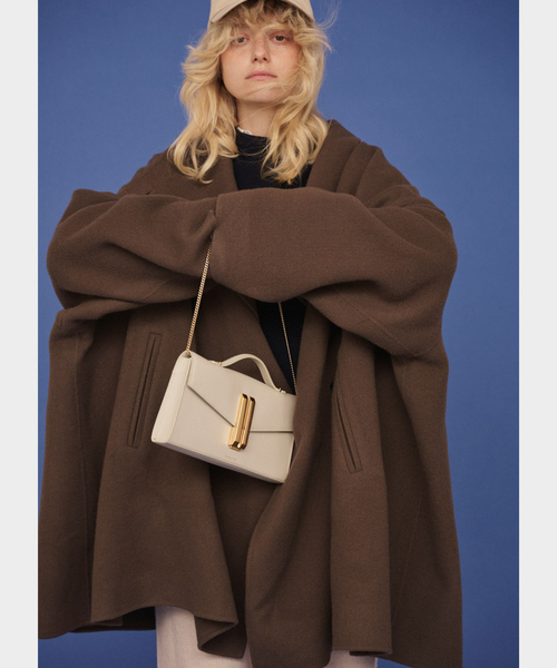 クロシェ ポンチョ マント コート ベージュ ウール CLOCHE 2way CLOCHE