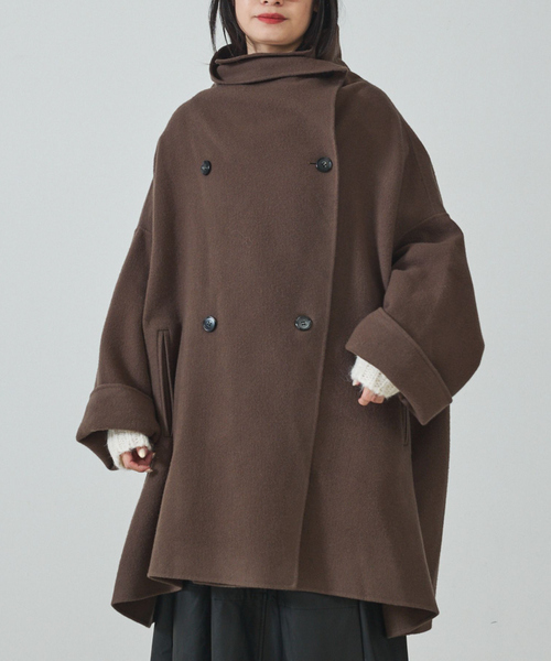 新品未使用タグ付き　ROUGE VIF ウール混ケープコート Rouge vif（ルージュ ヴィフ） コート アウター 「2サイズ展開」ウール