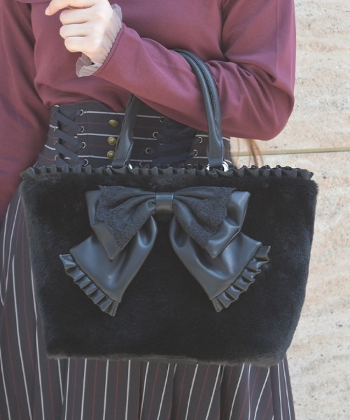 axes femme（アクシーズ ファム） トートバッグ ビッグリボンファー 