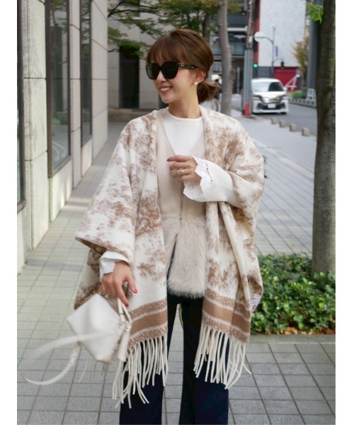 BeBeoD（ベベッド） ポンチョ シティシックデザインフリンジポンチョ