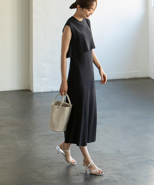 NOBLE（ノーブル） ノースリーブワンピース - ベージュ レディース