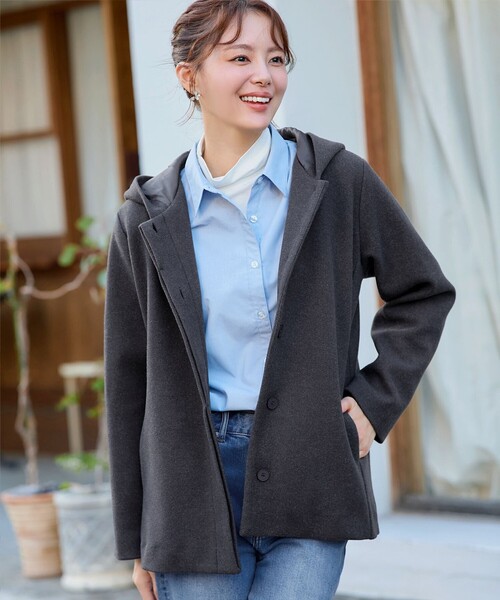 Tiaclasse コート アウター フーデットショートコート レディース