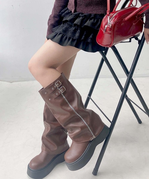 AS KNOW AS（アズノゥアズ） ブーツ ベルト付き 厚底 ルーズカバー