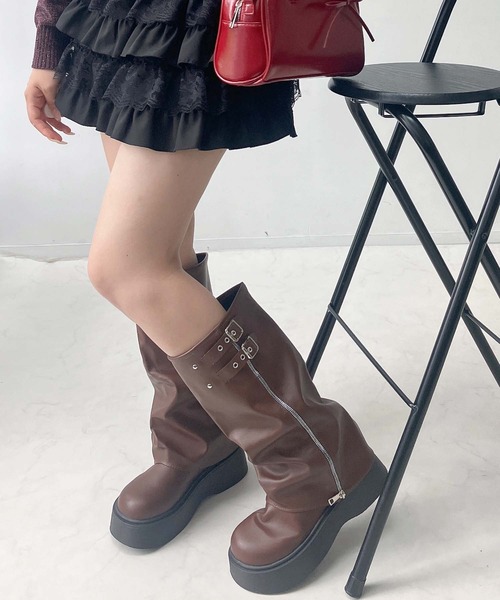 AS KNOW AS（アズノゥアズ） ブーツ ベルト付き 厚底 ルーズカバー