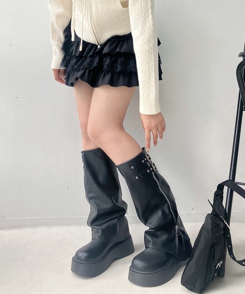 AS KNOW AS（アズノゥアズ） ブーツ ベルト付き 厚底 ルーズカバー