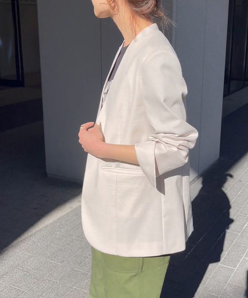 Spick & Span」 ノーカラージャケット 36 ネイビー レディース