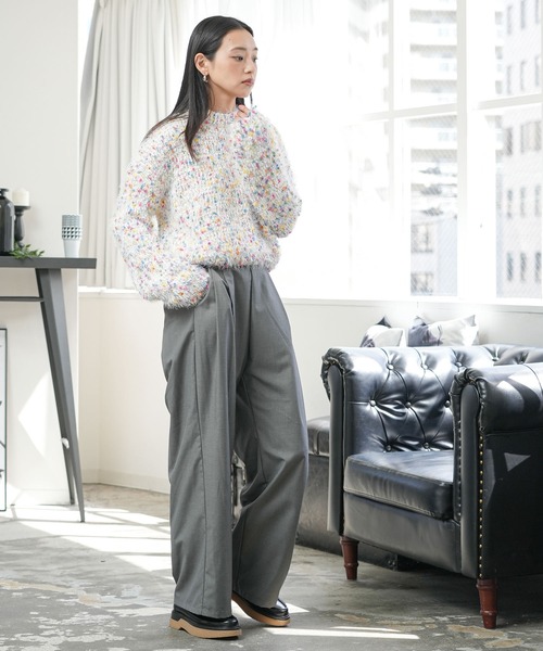 MARK&LONA オーバーニット　ミックスヤーンタートル　ニット　高級品 mili an deni（ミリアンデニ） タートルネック ニット セーター