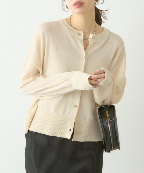 「natural couture」 ニットカーディガン FREE サックスブルー レディース_画像3