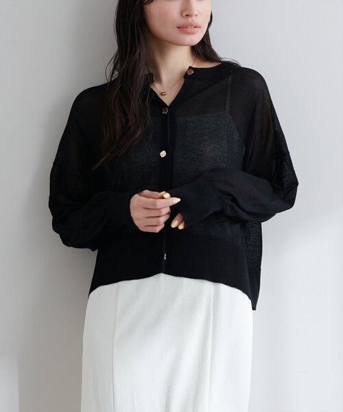 「natural couture」 ニットカーディガン FREE サックスブルー レディース_画像6