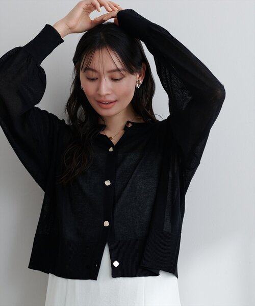 「natural couture」 ニットカーディガン FREE サックスブルー レディース_画像7