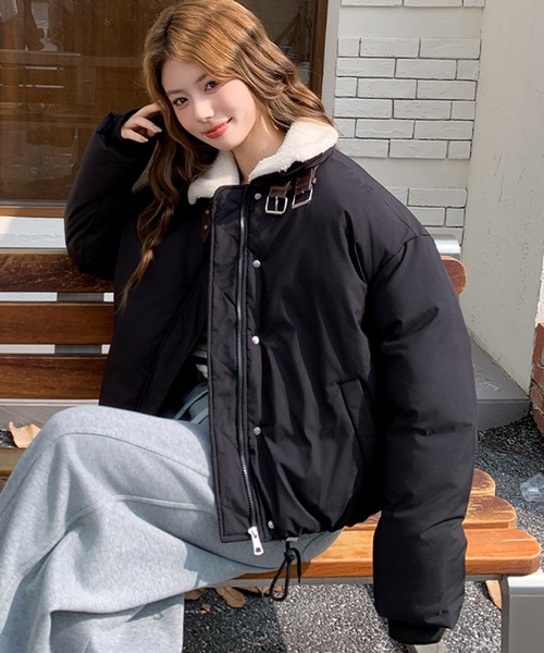 SCOTCLUB レディースダウン 黒 フリル付き ブラックダウンジャケット SCOTCLUB レディースダウン 黒 フリル付き ブラックダウンジャケット