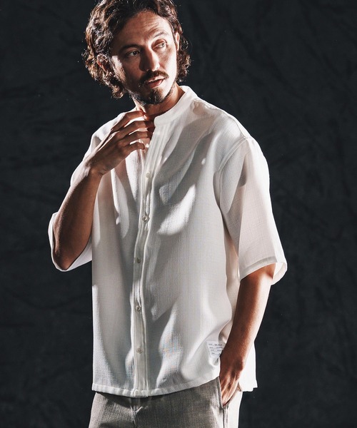 wjk reluxe シャツ 半袖 mhs2486-linen like V neck SS shirts シャツ
