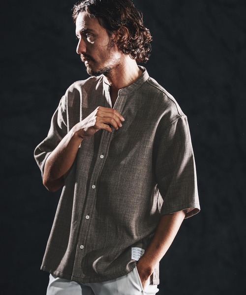 wjk reluxe シャツ 半袖 mhs2486-linen like V neck SS shirts シャツ