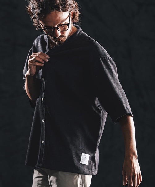 wjk reluxe シャツ 半袖 mhs2486-linen like V neck SS shirts シャツ