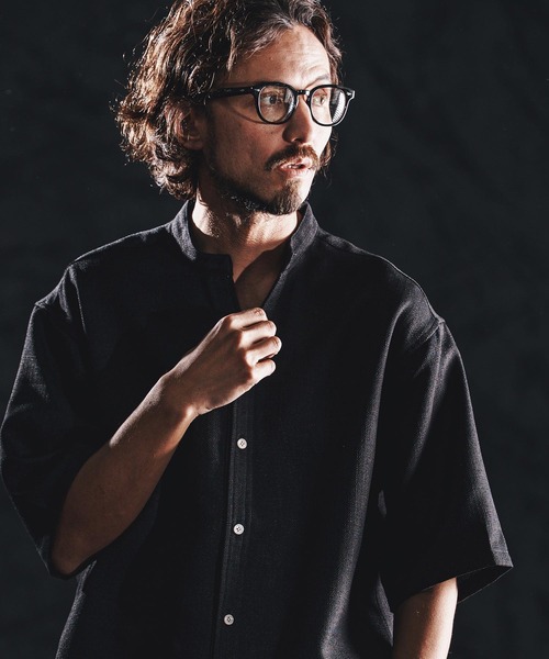 wjk reluxe シャツ 半袖 mhs2486-linen like V neck SS shirts シャツ