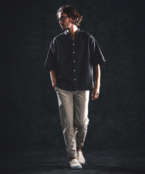 wjk reluxe シャツ 半袖 mhs2486-linen like V neck SS shirts シャツ