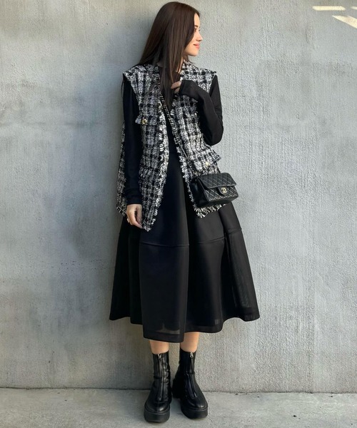 「Riberry」 ベスト MEDIUM ブラック×ホワイト レディース_画像4