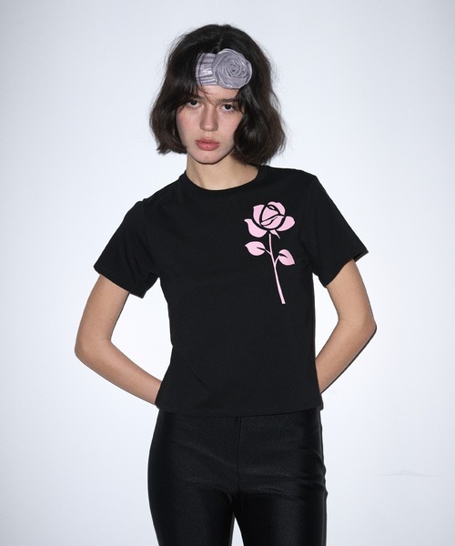 「Mardi Mercredi」 半袖Tシャツ FREE ブラック×ピンク レディース_画像2