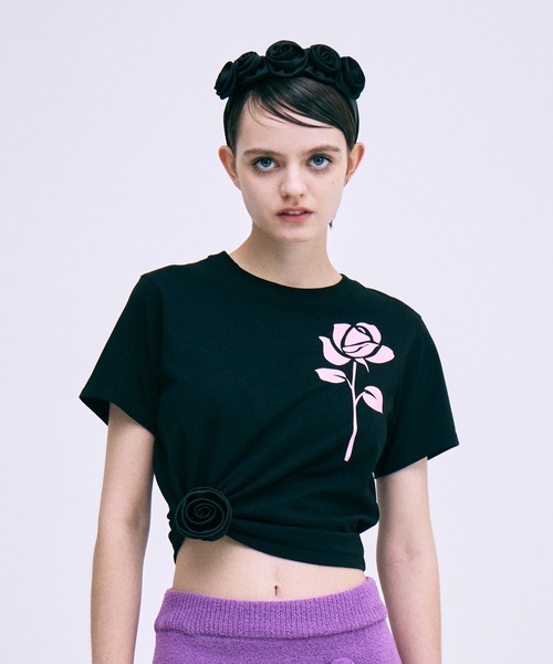「Mardi Mercredi」 半袖Tシャツ FREE ブラック×ピンク レディース_画像5