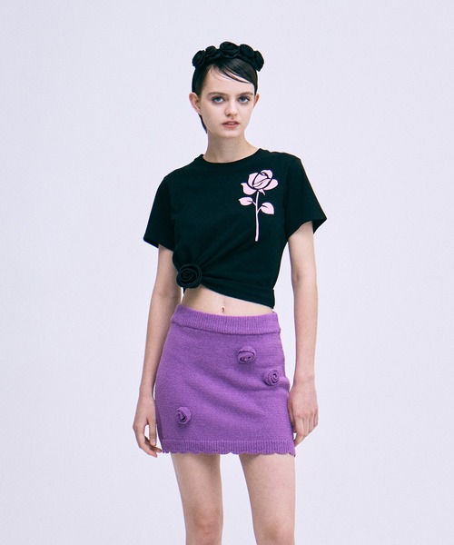「Mardi Mercredi」 半袖Tシャツ FREE ブラック×ピンク レディース_画像6