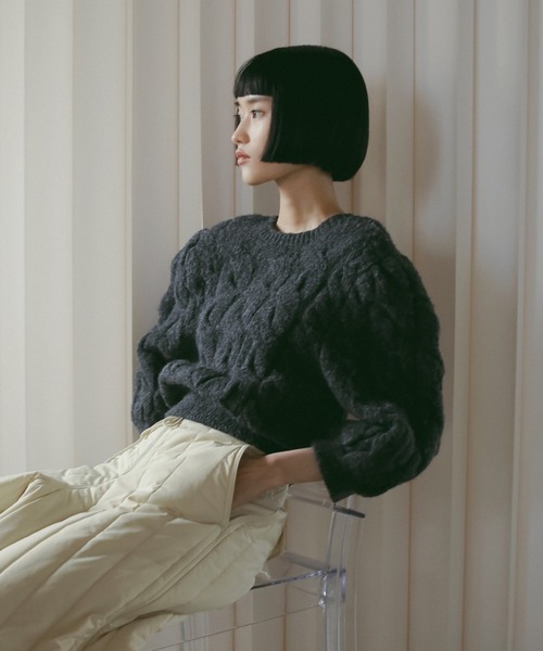 「anuke」 ニットカーディガン FREE レッド レディース_画像2