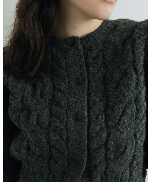 「anuke」 ニットカーディガン FREE レッド レディース_画像7