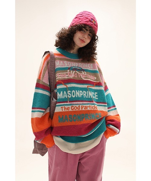 「MASONPRINCE」 長袖ニット X-LARGE ライトブルー メンズ