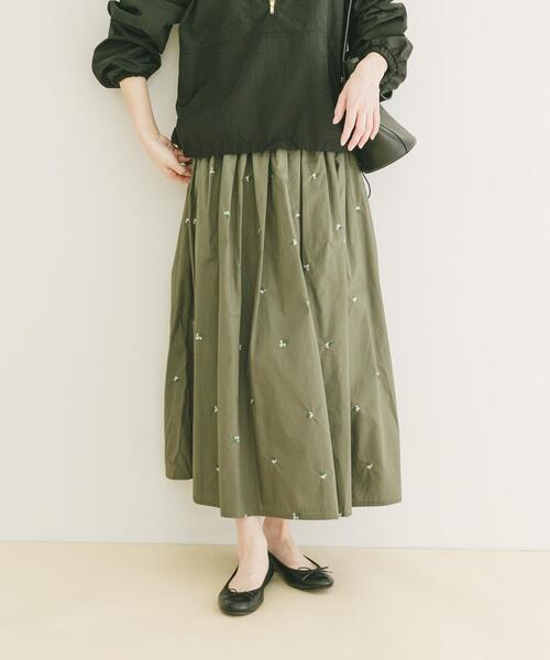 1er Arrondissement エンブロイダリーギャザースカート ITEMS URBANRESEARCH（アイテムズ アーバンリサーチ） ロング スカート