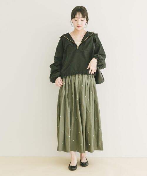 1er Arrondissement エンブロイダリーギャザースカート ITEMS URBANRESEARCH（アイテムズ アーバンリサーチ） ロング スカート