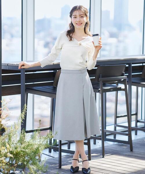 スカート 「XS〜LL」アシメタックAラインスカート／セットアップ可「洗濯機OK／防シワ」の画像