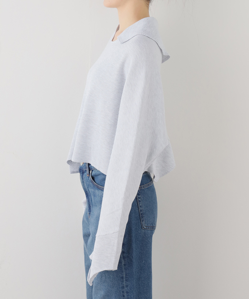 irojikake イロジカケ PATCHWORK TOPS アイスグレー irojikake（イロジカケ） tシャツ PATCHWORK TOPS レディース