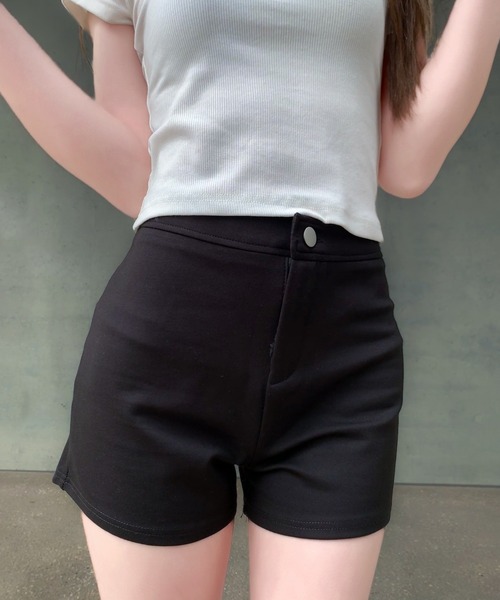 VEILA パンツ ハイウエスト 美脚 シンプルショートパンツ レディース