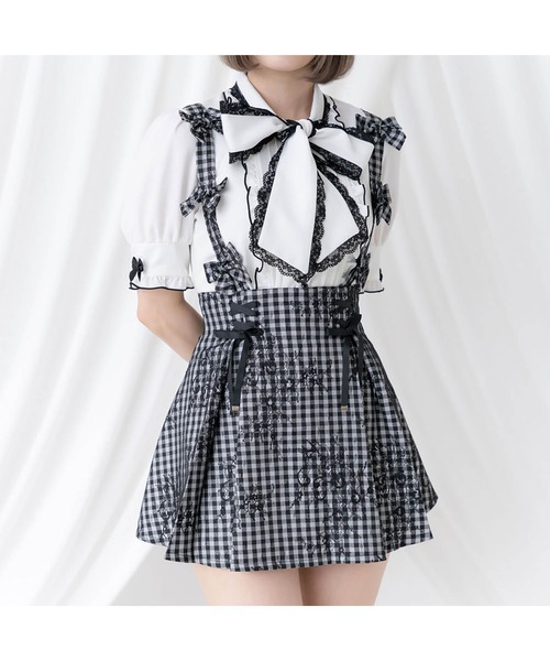 「DearMyLove」 サロペットスカート X-LARGE チャコールグレー×ブラック レディース_画像3