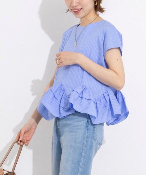 NOLLEY'S（ノーリーズ） ブラウス シャツ 半袖 ウォッシャブルペプラム