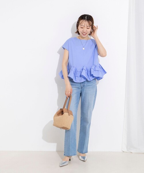 NOLLEY'S（ノーリーズ） ブラウス シャツ 半袖 ウォッシャブルペプラム