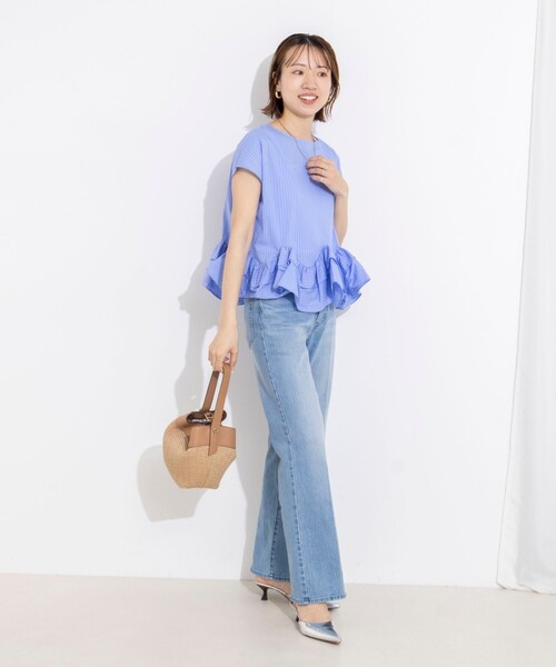 NOLLEY'S（ノーリーズ） ブラウス シャツ 半袖 ウォッシャブルペプラム