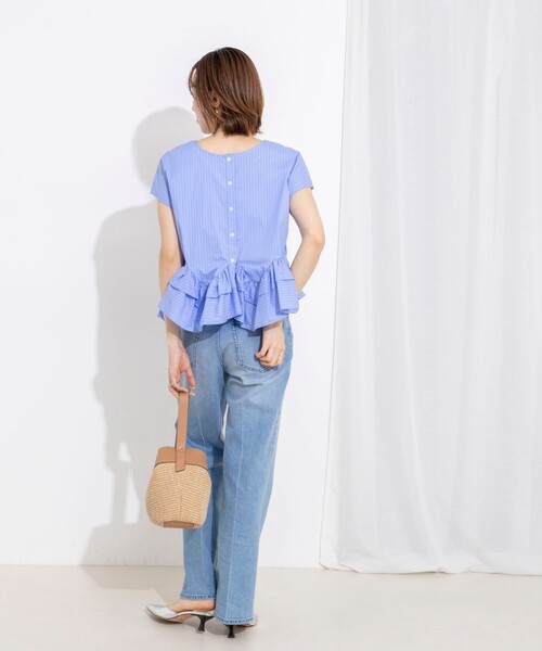 NOLLEY'S（ノーリーズ） ブラウス シャツ 半袖 ウォッシャブルペプラム
