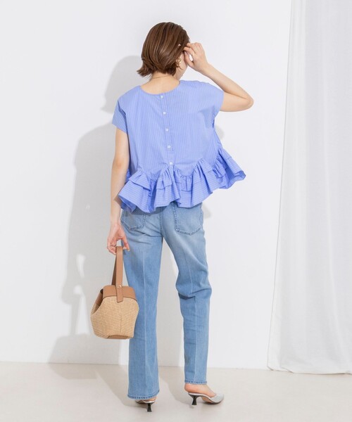 NOLLEY'S（ノーリーズ） ブラウス シャツ 半袖 ウォッシャブルペプラム