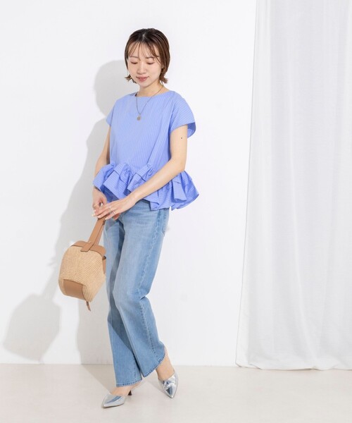 NOLLEY'S（ノーリーズ） ブラウス シャツ 半袖 ウォッシャブルペプラム