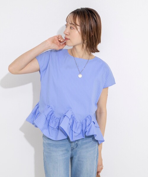 NOLLEY'S（ノーリーズ） ブラウス シャツ 半袖 ウォッシャブルペプラム