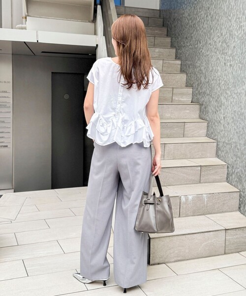 NOLLEY'S（ノーリーズ） ブラウス シャツ 半袖 ウォッシャブルペプラム