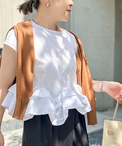 NOLLEY'S（ノーリーズ） ブラウス シャツ 半袖 ウォッシャブルペプラム