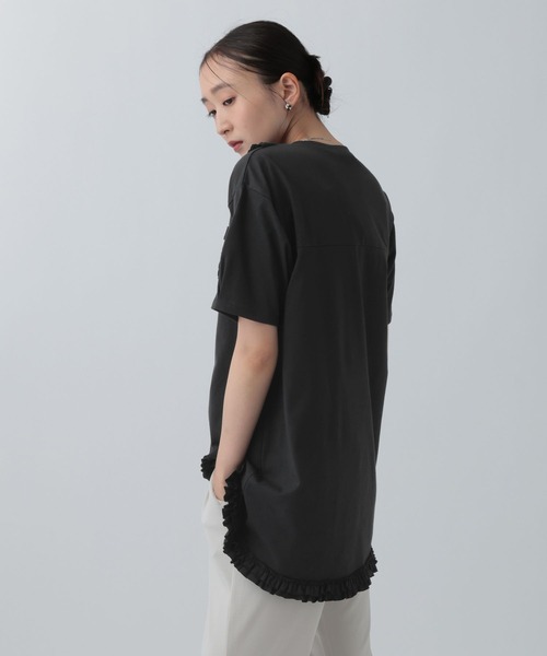 コムデギャルソン フリル シャツ 半袖 チュニック丈 黒 LEPSIM（レプシィム） tシャツ 半袖 アソートフリルチュニック 740448